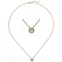 Collier Kette mit Anhänger 585 Gelbgold 1 Diamant Brillant 0,50 ct. 45 cm