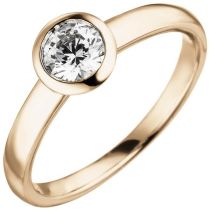 Damen Ring 585 Rotgold 1 Diamant Brillant 0,50 ct. Solitär