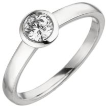 Damen Ring 585 Weißgold 1 Diamant Brillant 0,25 ct. Diamantring, Solitär