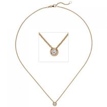 Collier-Kette mit Anhänger 585 Rotgold 1 Diamant Brillant 0,15 ct. 45 cm