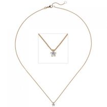 Collier Kette mit Anhänger 585 Rotgold 1 Diamant Brillant 0,15 ct. 45 cm