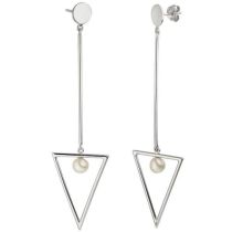 Ohrhänger Dreieck 925 Sterling Silber 2 Süßwasser Perlen Ohrringe