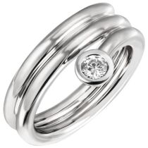 Damen Ring aus 925 Sterling Silber 1 Zirkonia 11,4 mm breit