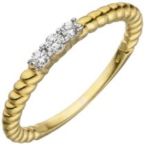 Damen Ring aus 333 Gelbgold mit 3 Zirkonia Goldring