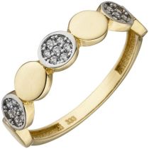 Damen Ring 333 Gelbgold bicolor 21 Zirkonia Goldring