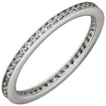 Damen Ring schmal 925 Sterling Silber mit Zirkonia rundum