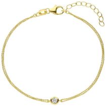 Armband 925 Sterling Silber gold vergoldet 1 Zirkonia 19 cm