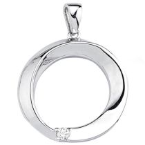 Anhänger rund 925 Sterling Silber 1 Zirkonia Silberanhänger