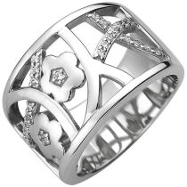 Damen Ring breit 925 Sterling Silber 25 Zirkonia