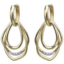 Creolen 925 Sterling Silber gold vergoldet, 10 Zirkonia Ohrringe