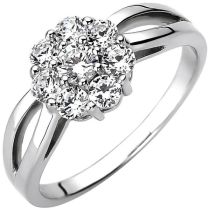 Damen Ring 925 Sterling Silber 8 Zirkonia, 8,7 mm breit