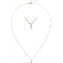 Collier mit Anhänger 750 Gelbgold 5 Diamanten Brillanten 45 cm