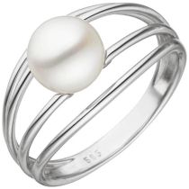Damen Ring 585 Weißgold 1 Perle Perlenring