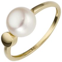 Damen Ring 585 Gold Gelbgold 1 Perle, Perlenring