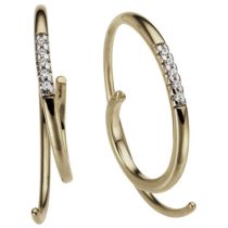 Creolen 585 Gold Gelbgold 10 Diamanten Brillanten 0,04ct.