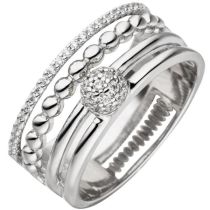 Damen Ring breit 925 Sterling Silber, 41 Zirkonia