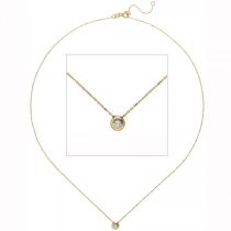 Collier Kette mit Anhänger 333 Gelbgold 1 Zirkonia 45 cm