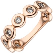 Damen Ring 585 Rotgold 9 Diamanten Brillanten