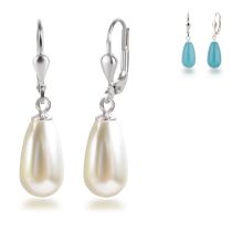 925 Silber Ohrringe mit Perlen in Tropfenform Ohrhänger Farbwahl