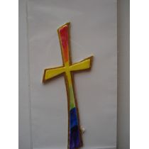 Wachsdekor Kreuz Regenbogenfarben