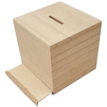 Sparschwein Holz quadratisch 8,7cm x 8,6cm x 8,4cm
