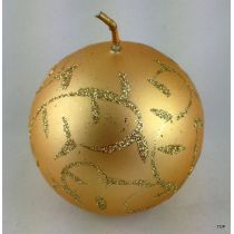 4 Kugelkerzen 5,9 cm Gold mit Verzierung Weihnachten