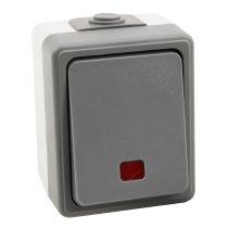 Feuchtraum Orientierungs-Schalter McPower "Secure", 250V~/10A, IP44, AP, grau