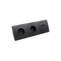 Steckdosenblock McPower "Flair" anthrazit, 2-fach Schutzkontakt + 2x USB