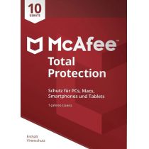 McAfee Total Protection 10 Device 2021 (10 Geräte I 1 Jahr) (Code in a Box) (PC+MAC)