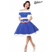 schulterfreies Swing-Kleid,blau/weiß Größe M
