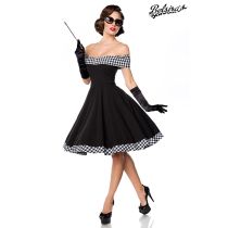 schulterfreies Swing-Kleid,schwarz/weiß Größe XL