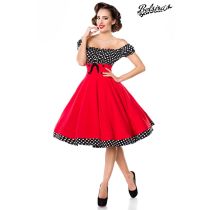 schulterfreies Swing-Kleid,rot/schwarz/weiß Größe 3XL