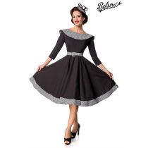 Premium Vintage Swing-Kleid, schwarz/weiß Größe S
