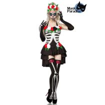 Day of the Dead Kostüm: Mexican Skeleton schwarz/weiß Größe XS-M