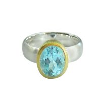 Gemshine - Damen - Ring - Silber 925 - Vergoldet - Topas - Blau, Ringgröße:59 (18.8)