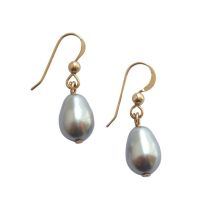 Gemshine - Damen - Ohrringe - Perlen - Silber Grau - Tropfen - Vergoldet - 11 mm