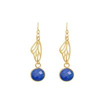 Gemshine - Damen - Ohrringe - 925 Silber - Vergoldet - Schmetterling Flügel - Saphir - Blau - 4 cm
