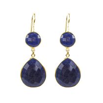 Gemshine - Damen - Ohrringe - 925 Silber - Vergoldet - Saphir - Midnight Blau - CANDY - Tropfen - 6 cm