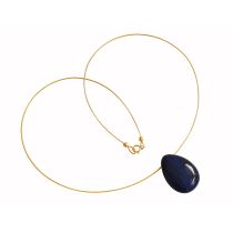 Gemshine - Damen - Lapis Lazuli - Anhänger - Halskette - Blau - Vergoldet - Tropfen - 45 cm