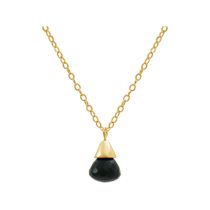 Gemshine - Damen - Halskette - Anhänger - Vergoldet - Onyx - Tropfen - Schwarz - 1,5 cm