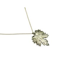 Gemshine - Damen - Halskette - Anhänger - Vergoldet - Blatt - Chrysanthem - Natur - 3,5 cm