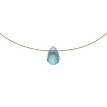 Gemshine - Damen - Halskette - Vergoldet - Aquamarin Quarz - Facettiert - Tropfen - Blau - 45 cm