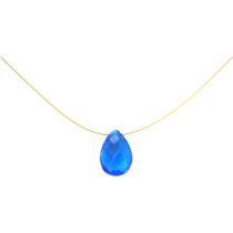 Gemshine - Damen - Halskette - Anhänger - Vergoldet - Topas - Quarz - Facettiert - Tropfen - Blau - 45 cm