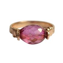 Gemshine - Damen - Ring - Spannring - Vergoldet - Turmalin - Rosa, Ringgröße:58 (18.5)