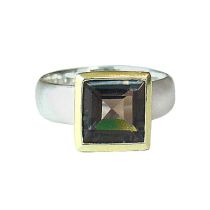 Gemshine - Damen - Ring - Silber 925 - Vergoldet - Rauchquarz - Braun, Ringgröße:58 (18.5)
