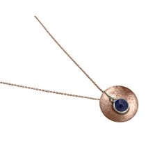 Gemshine - Damen - Halskette - Anhänger - 925 Silber - Rose Vergoldet - Schale - Geometrisch - Design - Saphir