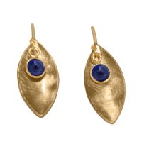 Gemshine - Damen - Ohrringe - Ohrhänger - 925 Silber - Vergoldet - Marquise - Minimalistisch - Design - Saphir