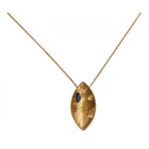 Gemshine - Damen - Halskette - Anhänger - 925 Silber - Vergoldet - Marquise - Minimalistisch - Design - Iolith