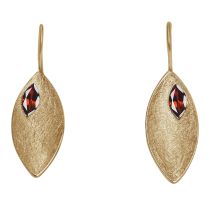 Gemshine - Damen - Ohrringe - Ohrhänger - 925 Silber - Vergoldet - Marquise - Minimalistisch - Design - Granat
