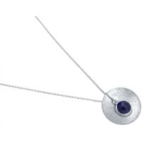 Gemshine - Damen - Halskette - Anhänger - 925 Silber - Schale - Geometrisch - Design - Saphir - Blau - 45 cm